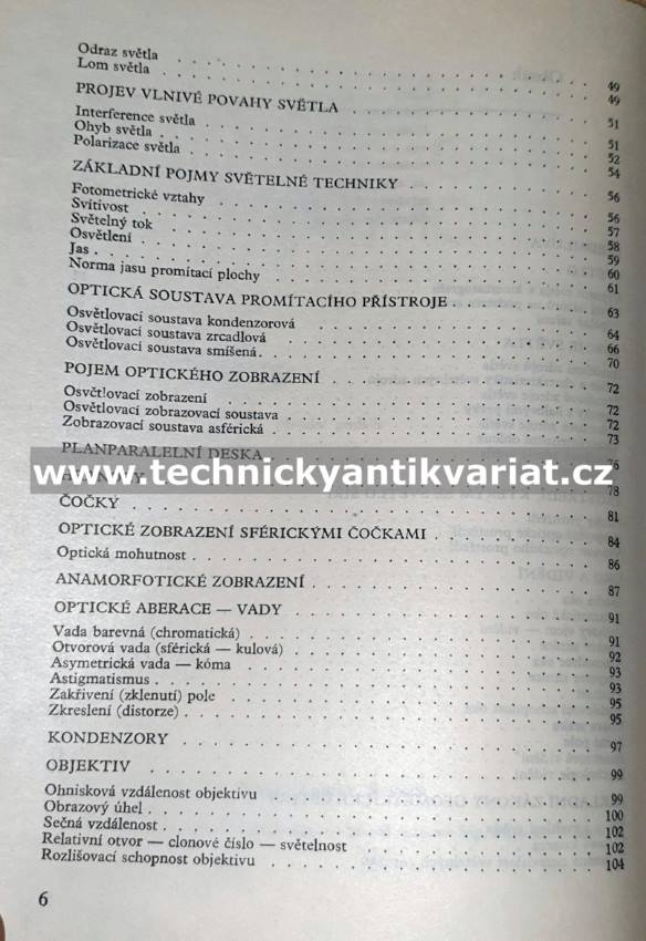 Optika pro promítače - S. Skříčka (1970)