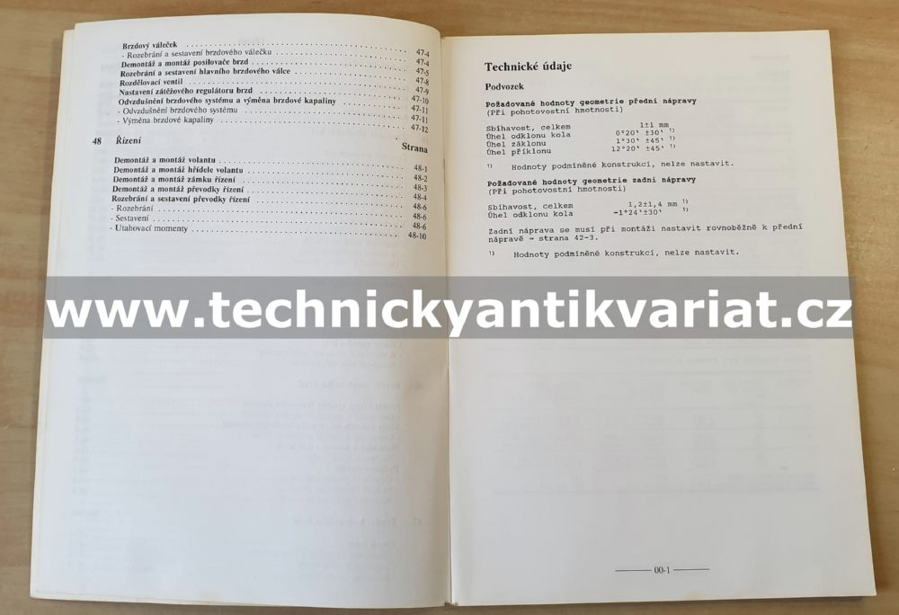 Škoda Favorit Forman, Pick-up - podvozek - dílenská příručka (1992)