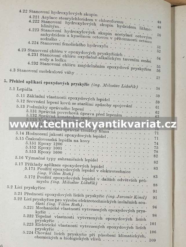 Epoxydové pryskyřice - Lidařík, Kincl, Bring (1959)