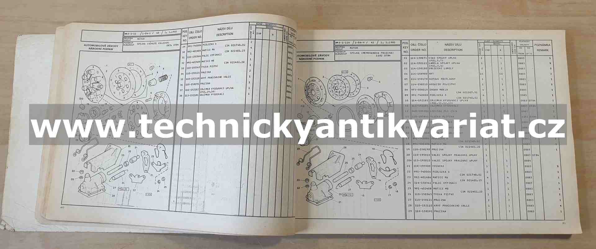 Škoda 105 120 130 Rapid - Seznam náhradních dílů (1985)