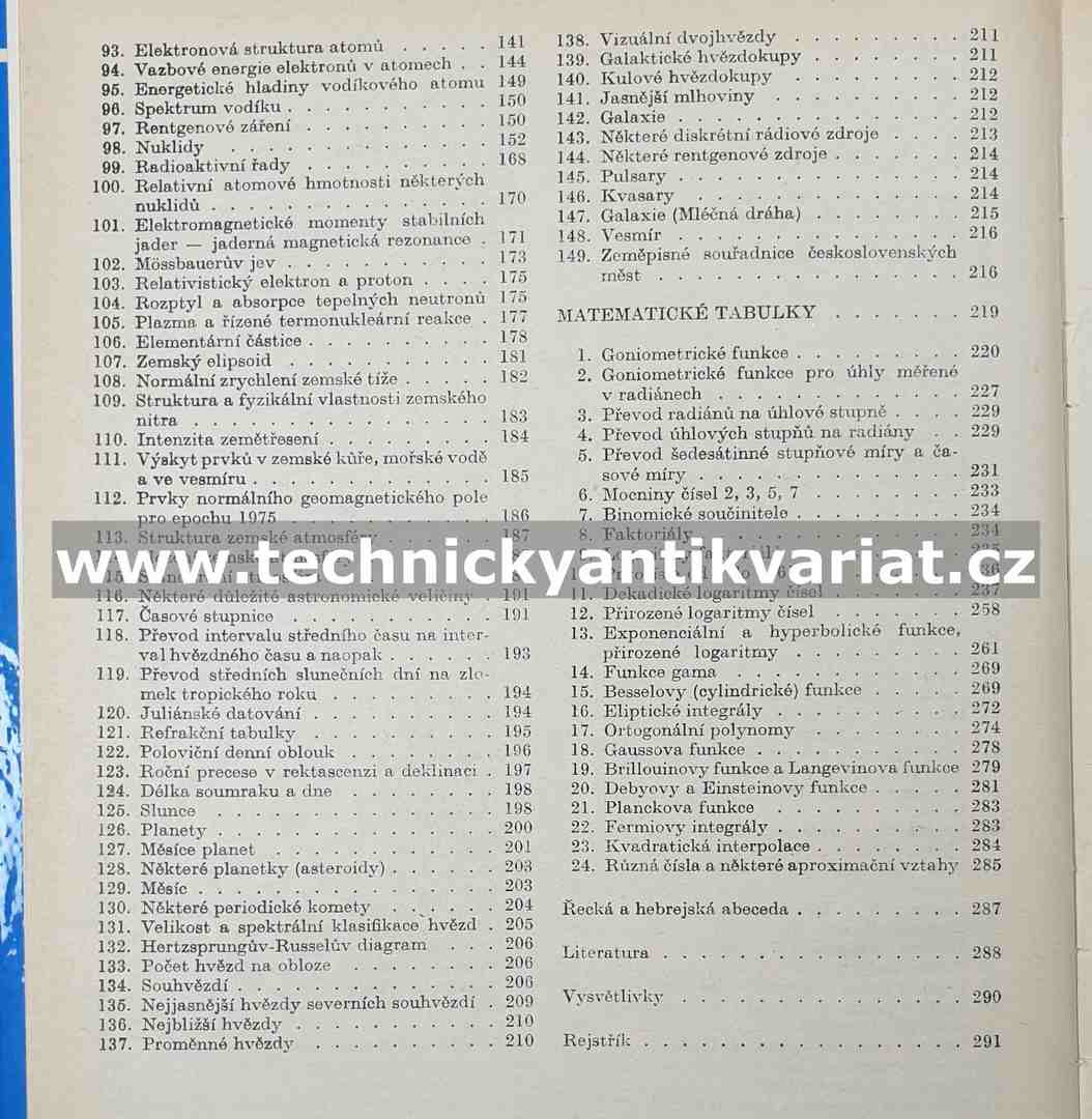 Fyzikální a matematické tabulky - Brož, Roskovec, Valouch (1980)