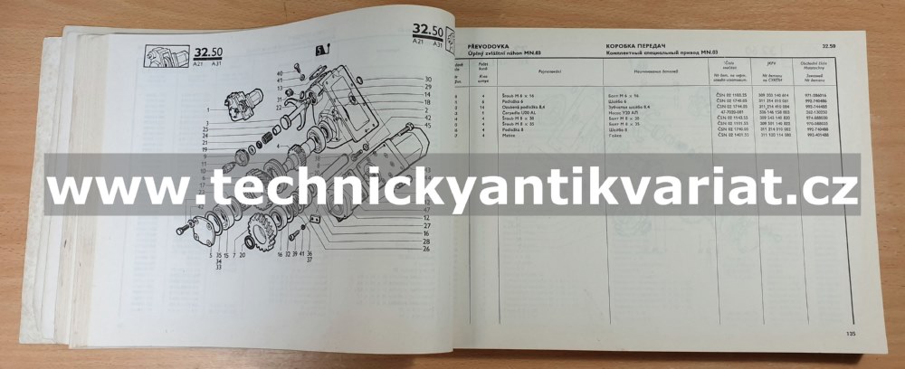 Avia A21, A21F - katalog náhradních dílů (1987)