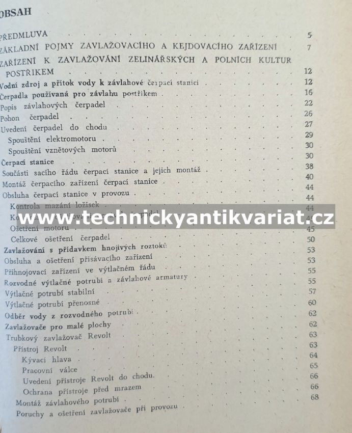 Stroje a zařízení pro zavlažování postřikem - Jan Bundil (1960)