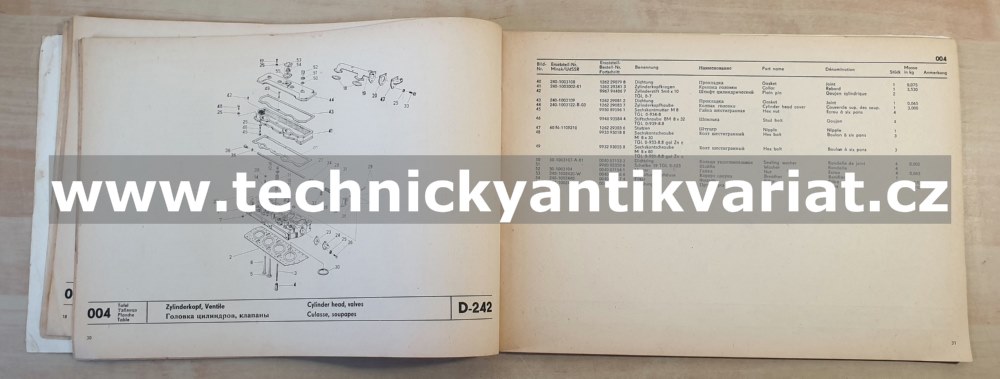 Fortschritt D-242 Dieselmotor - Spare Parts Catalogu (1985)