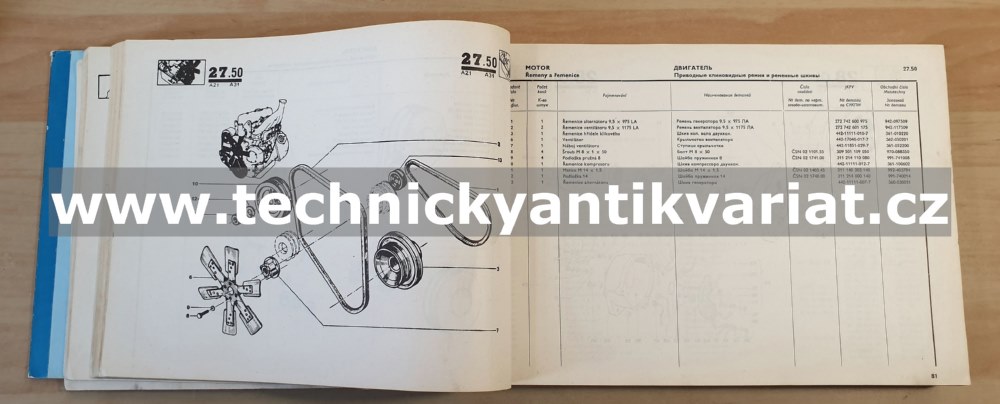 Avia A21, A21F - katalog náhradních dílů (1987)
