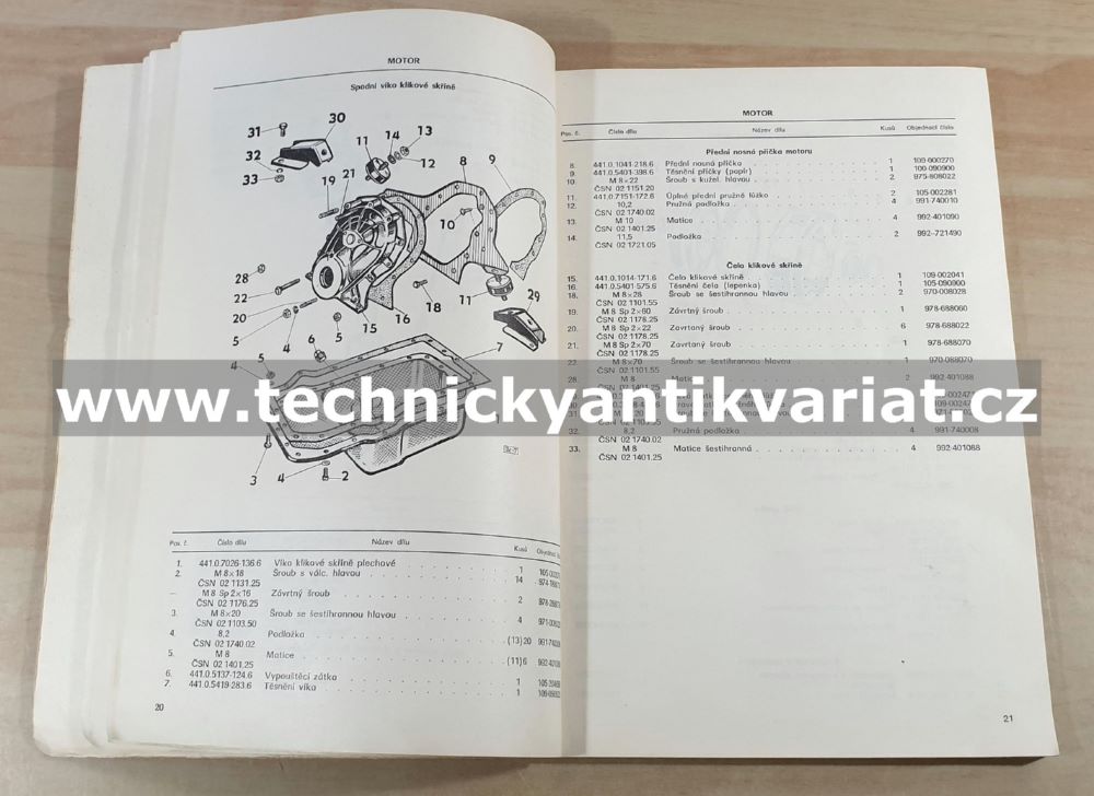 Škoda 1203 VAN, MINIBUS, AMBULANCE, COM, ROL - seznam náhradních dílů (1974)
