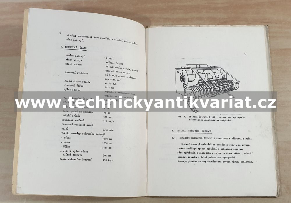 Sběrací ústrojí Z322 - návod, katalog (1985)