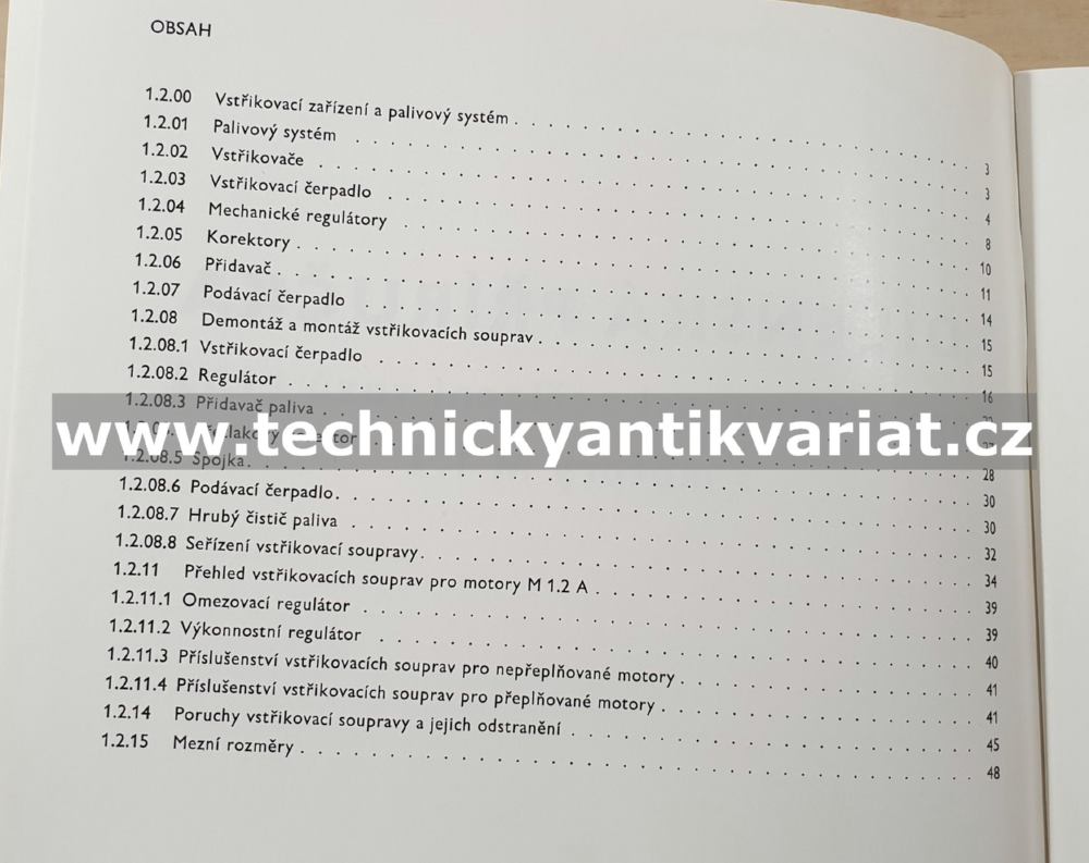 Liaz motor M1.2 - vstřikovací zařízení - dílenská příručka