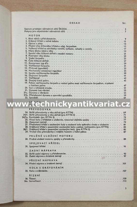 Škoda 706 RTTN, RTTN3 - katalog náhradních dílů (1965)