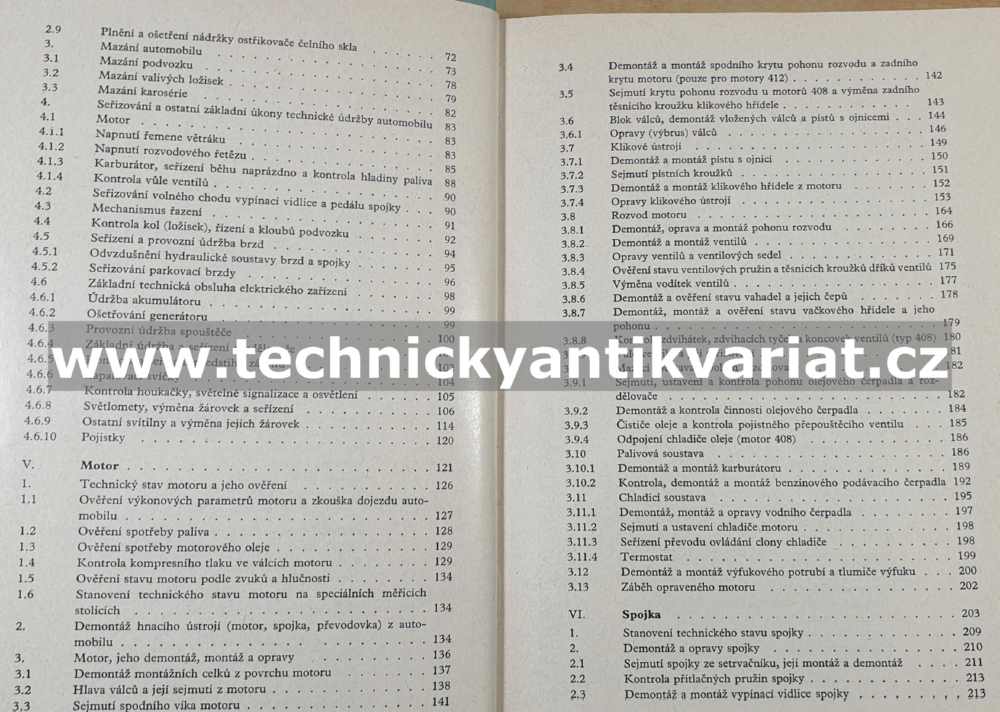 Moskvič 408, 412, 426, 427, 433, 434 - údržba, opravy a seřizování automobilů - Košek, Beran (1975)