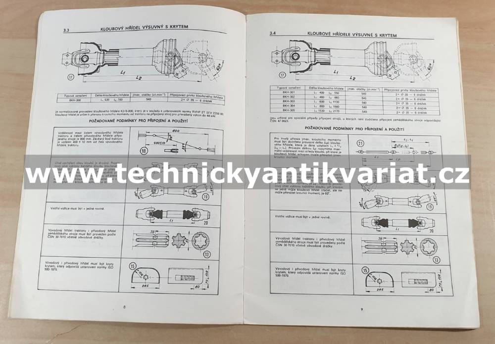 Kloubové hřídele BKH, BKS řady 800 - návod k obsluze (1985)