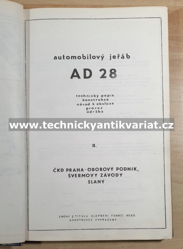 Automobilový jeřáb AD 28 - technický popis, konstrukce, návod o obsluze (1985)