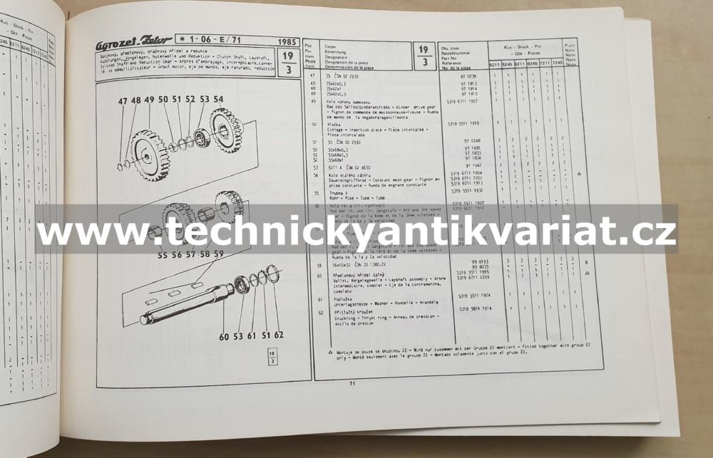 Zetor 5211 5245 6211 6245 7211 7245 - katalog dílů (1985)