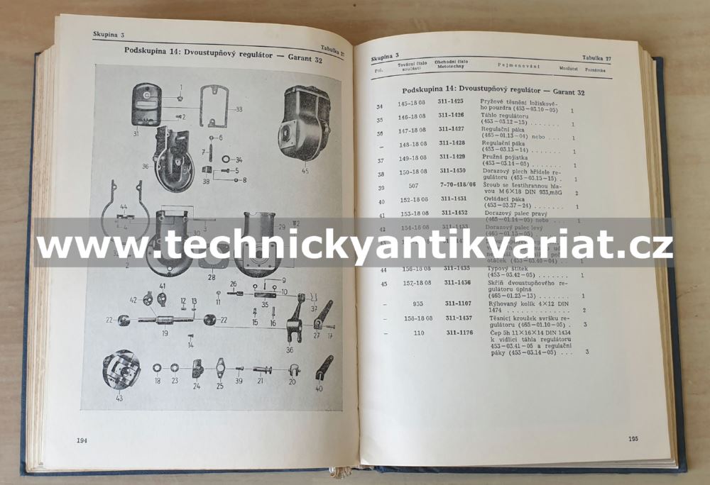 Garant 30, 32K, Granit 27 I. díl MOTOR - katalog náhradních součástí (1959)