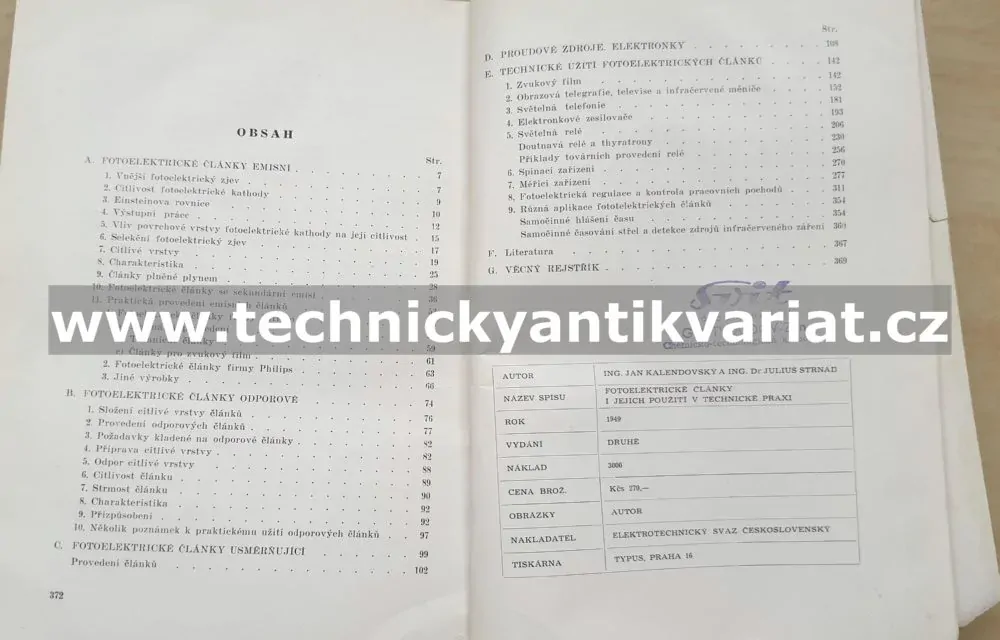 Fotoelektrické články - Kalendovský, Strnad (1949)