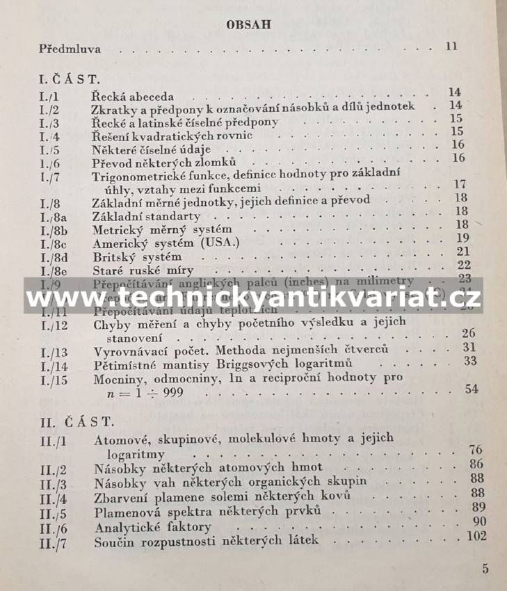 Chemická laboratorní příručka tabulky - Oldřich Hanč (1951)