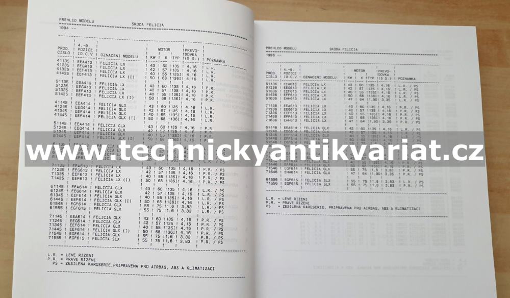 Škoda Felicia Combi - katalog dílů (1996)