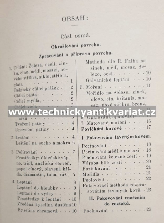 Technologie zpracování žesti III. cídění, leštění, leptání, moření - Karel Hocke