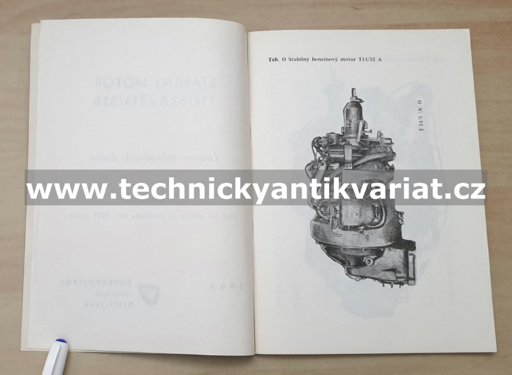Stabilný motor T 14/52 A a B - zoznam náhradných dielov (1965)