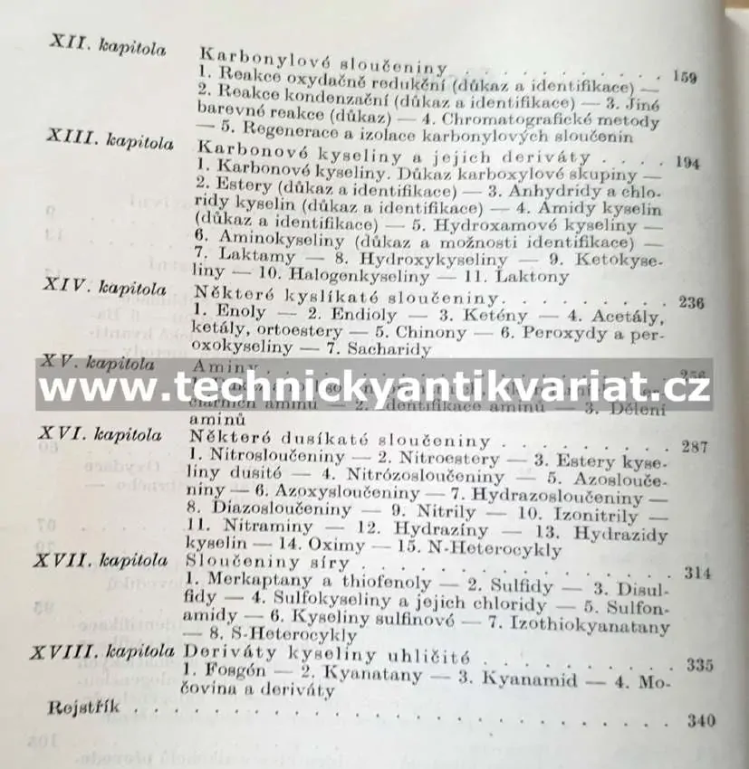 Důkaz a identifikace organických látek - Večeřa, Gasparovič (1963)