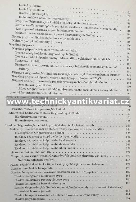Preparativní reakce v organické chemii VI. Reakce organokovových činidel - Bláha (1961)