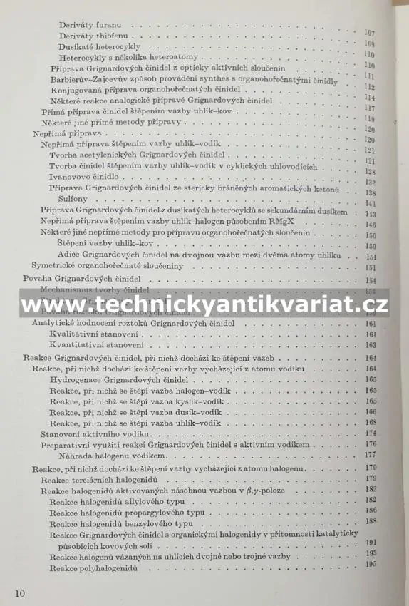Preparativní reakce v organické chemii VI. Reakce organokovových činidel - Bláha (1961)