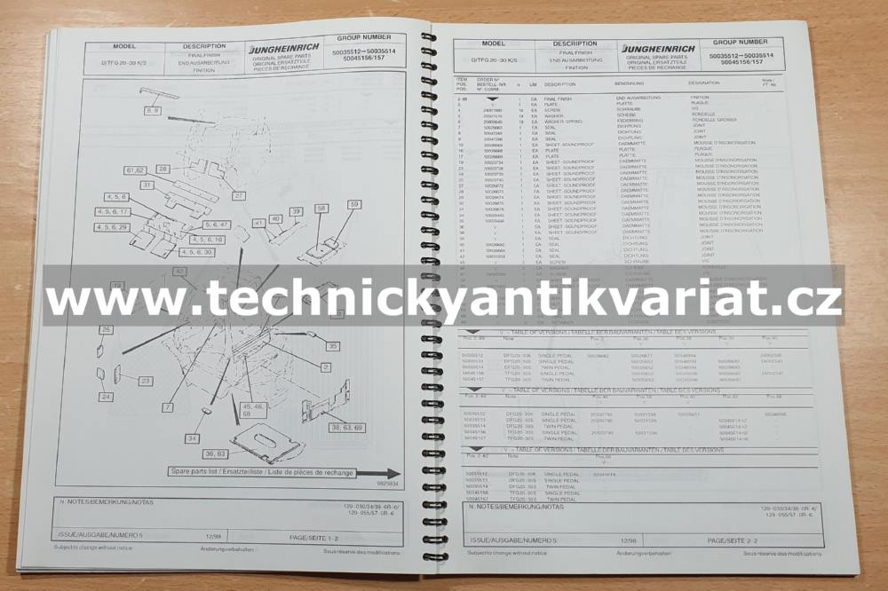 Jungheinrich DFG/TFG 16-30K,S Drivers Cab Spare parts catalogue (1999)