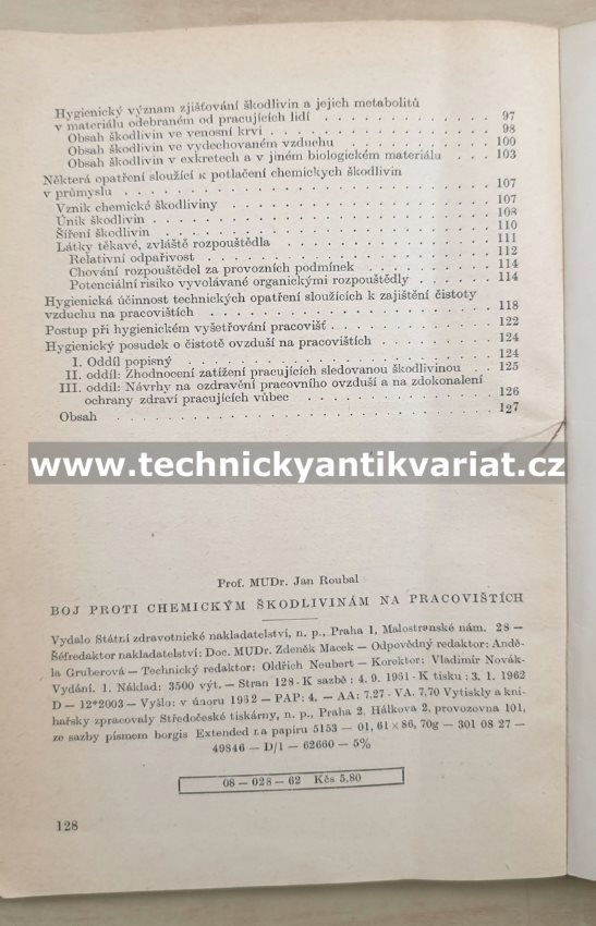 Boj proti chemickým škodlivinám na pracovištích - Jan Roubal (1962)