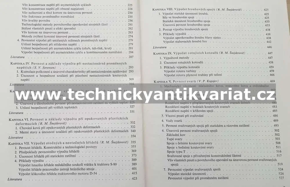 Únosnost a pevnost výpočty strojních součásti - Serensen, Kogajev, Šnejderovič (1967)