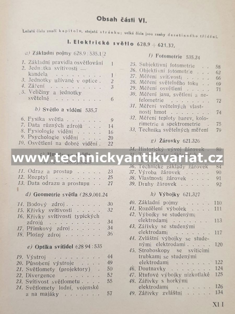 Elektrotechnika VI. Elektrické světlo - Anýž, Batka, Holý (1950)