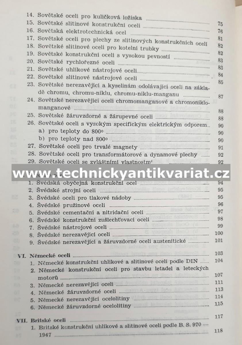 Chemické složení oceli normovaných v ČSR a v cizině (1951)