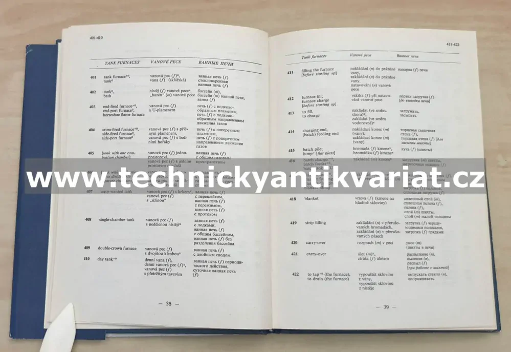 Odborný sklářský slovník, česko-anglicko-ruský