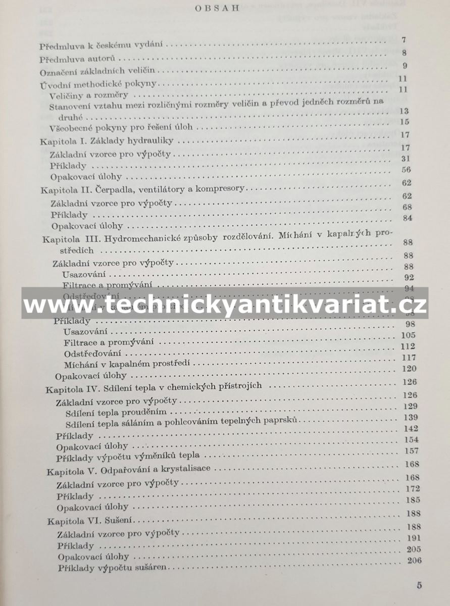Příklady a úlohy k přednáškám o pochodech a přístrojích chemické technologie (1953)