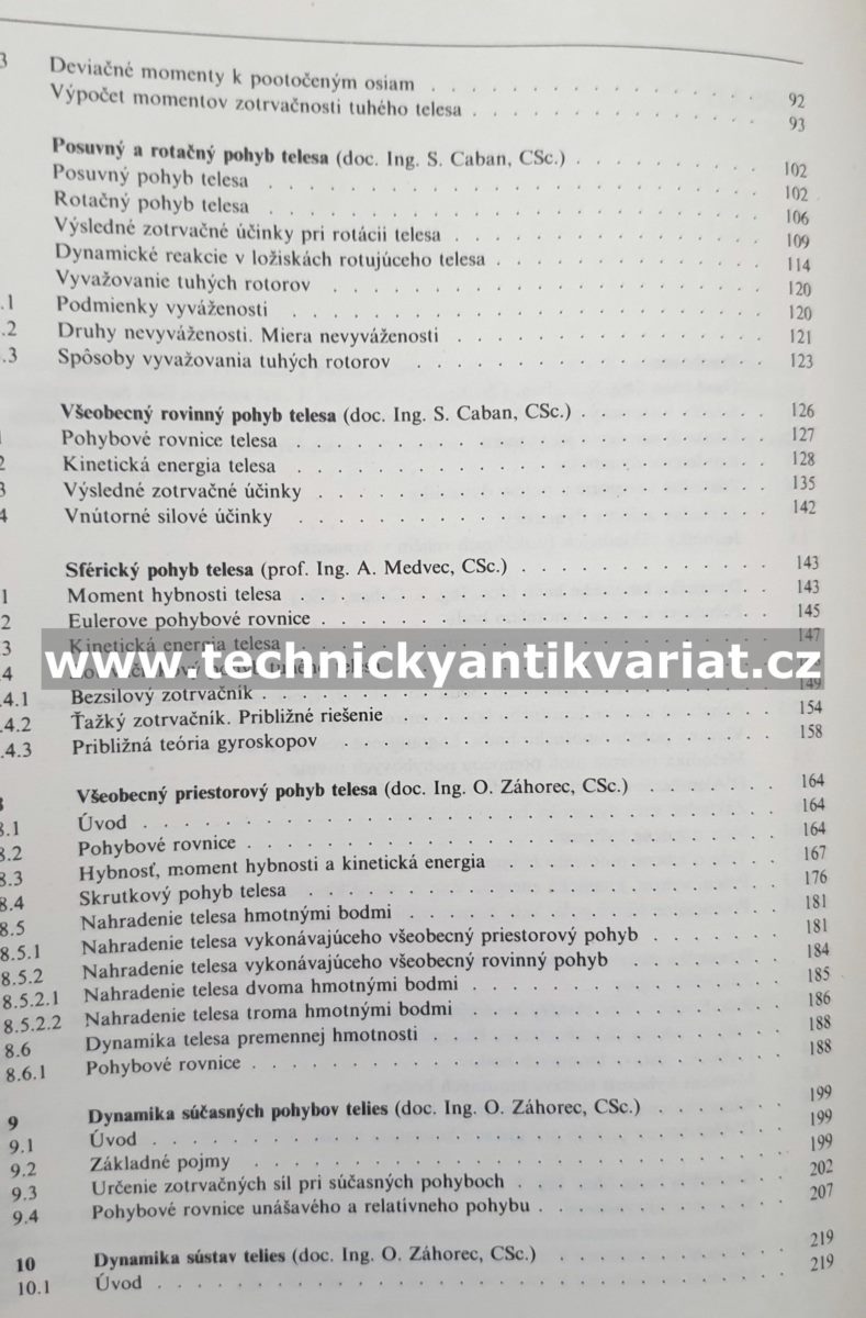 Mechanika III. Dynamika - Medvec, Stradiot, Zahorec, Caban (1988)