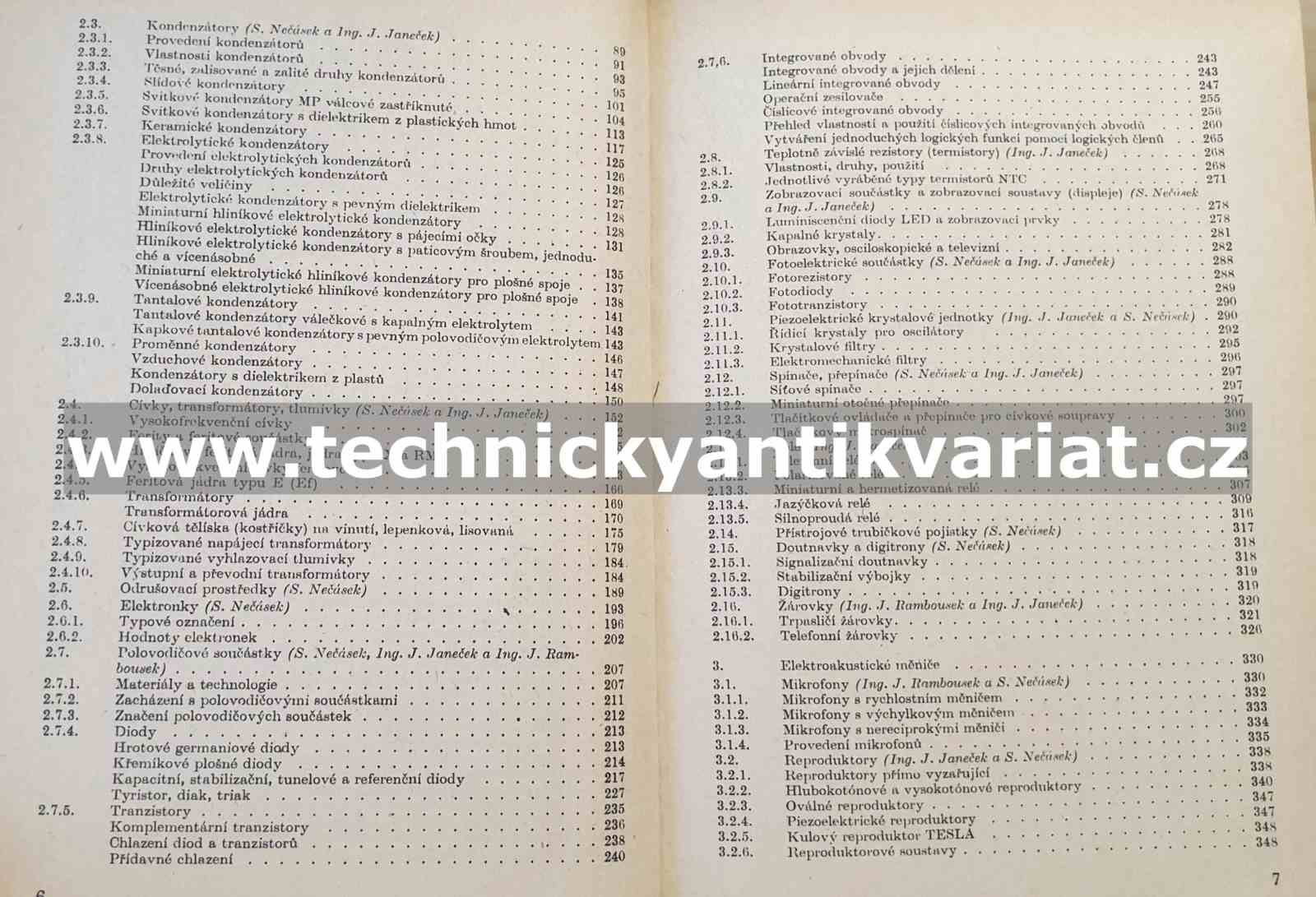 Elektronické a elektroakustické součástky - Nečásek, Janeček, Rambousek (1980)