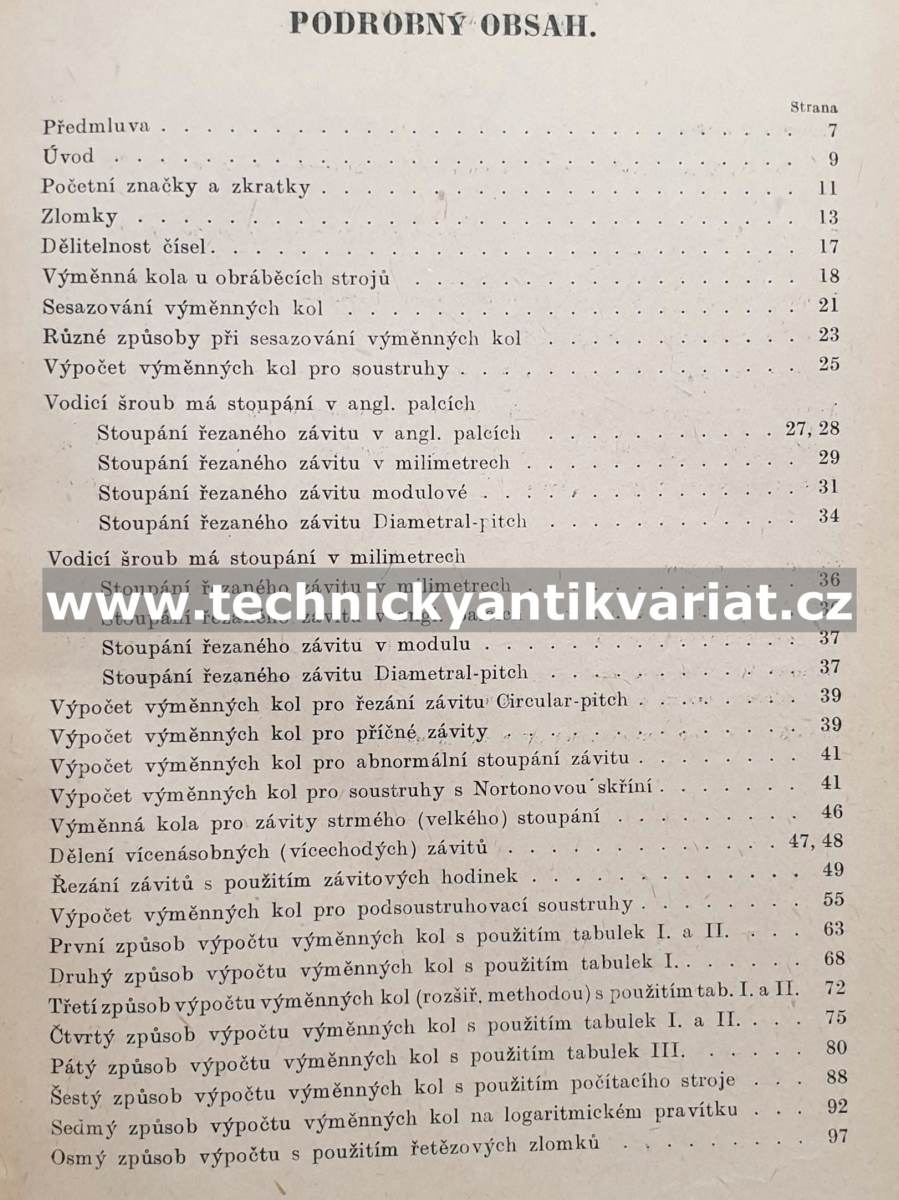 Výpočet výměnných kol pro obráběcí stroje - Václav Klepal (1948)