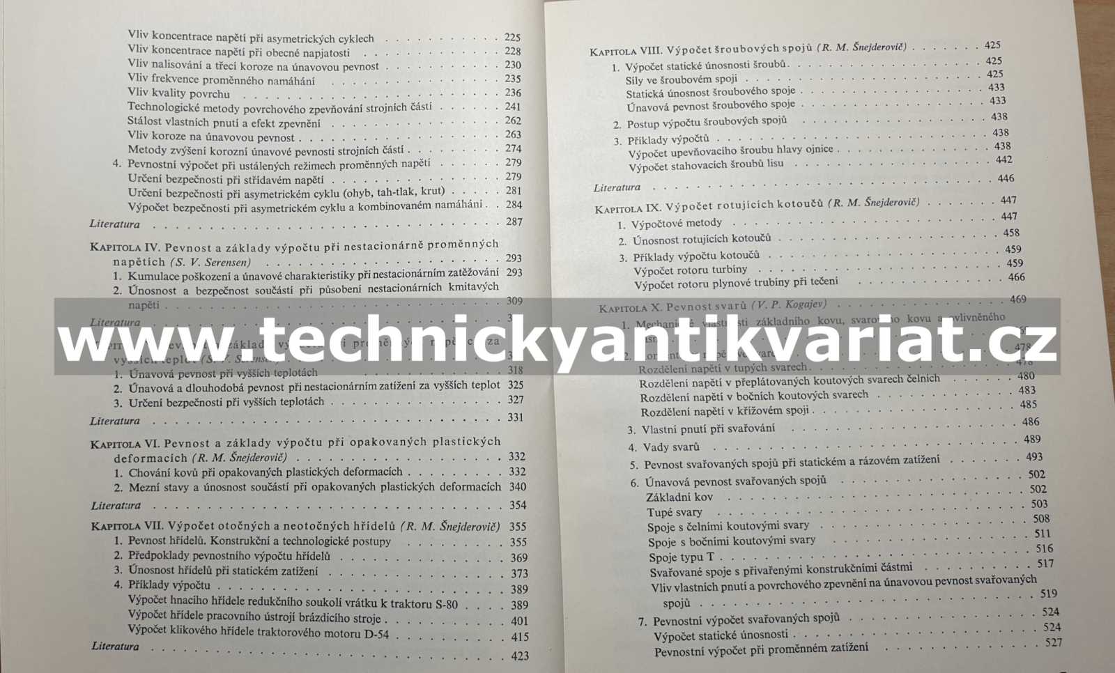 Únosnost a pevnost výpočty strojních součásti - Serensen, Kogajev, Šnejderovič (1967)