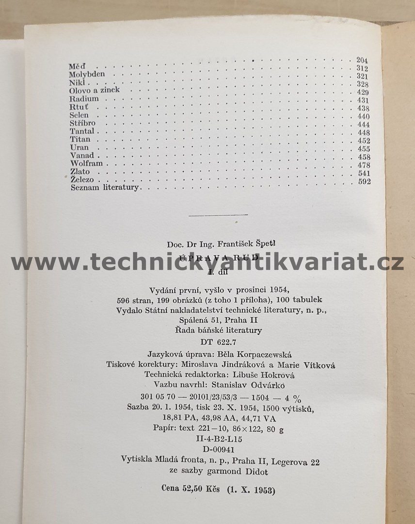 Úprava rud a užitkových nerostů nekovových I.,II. - František Špetl (1954)