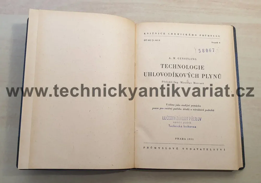 Technologie uhlovodíkových plynů - A.M.Ginstling (1951)
