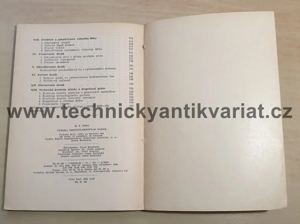 Výroba drevovláknitých desek - M.S. Pušev (1954)