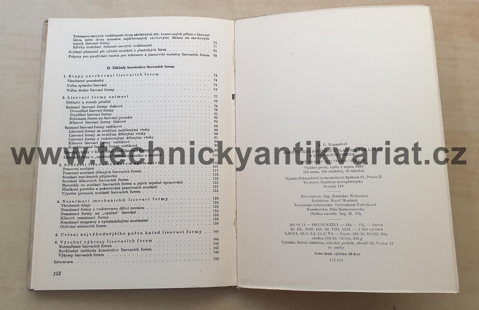 Konstrukce součástí z plastických látek a lisovacích forem - Kopaněvič (1952)