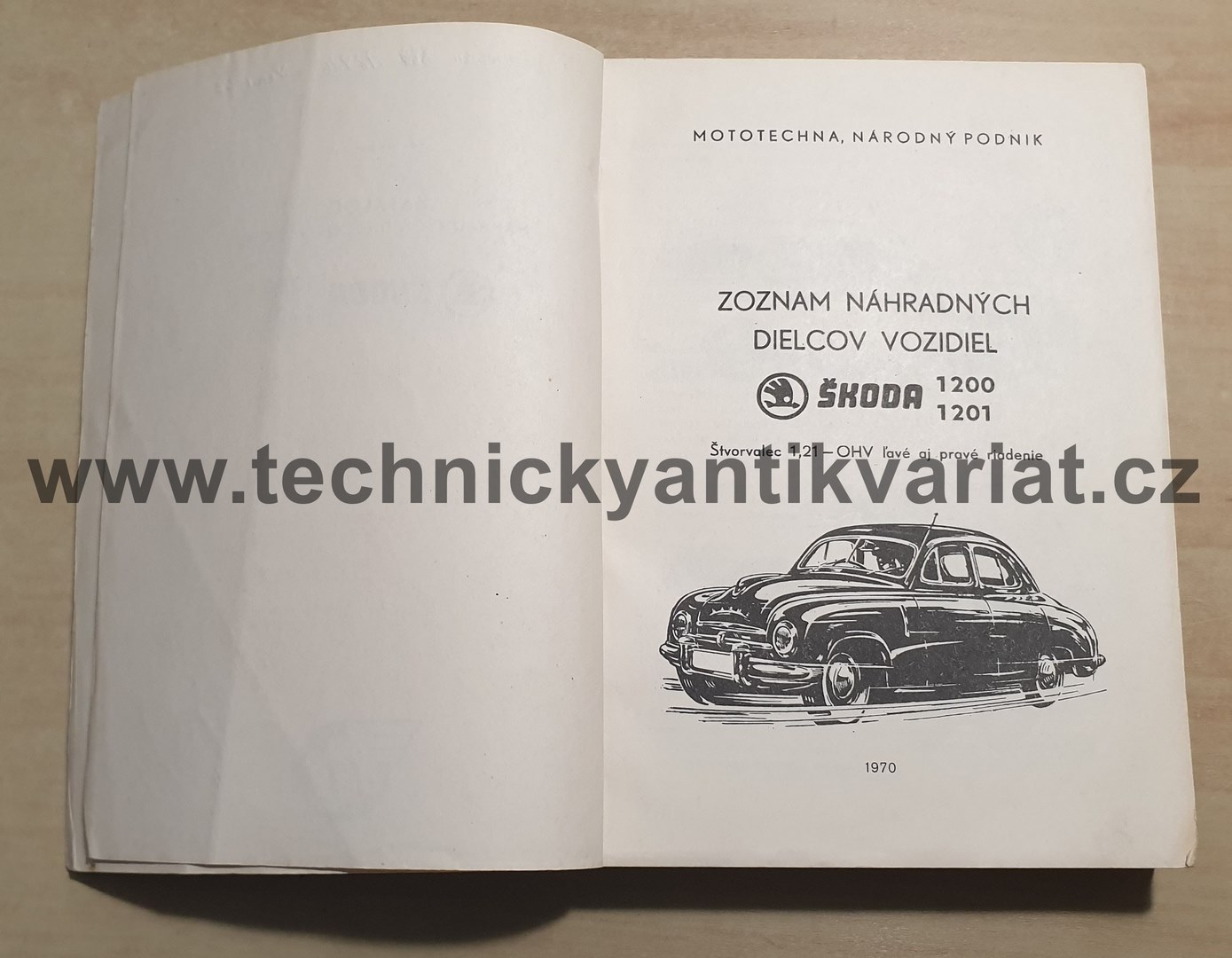 Škoda 1200, 1201 - katalognáhradných dielcov (1970)