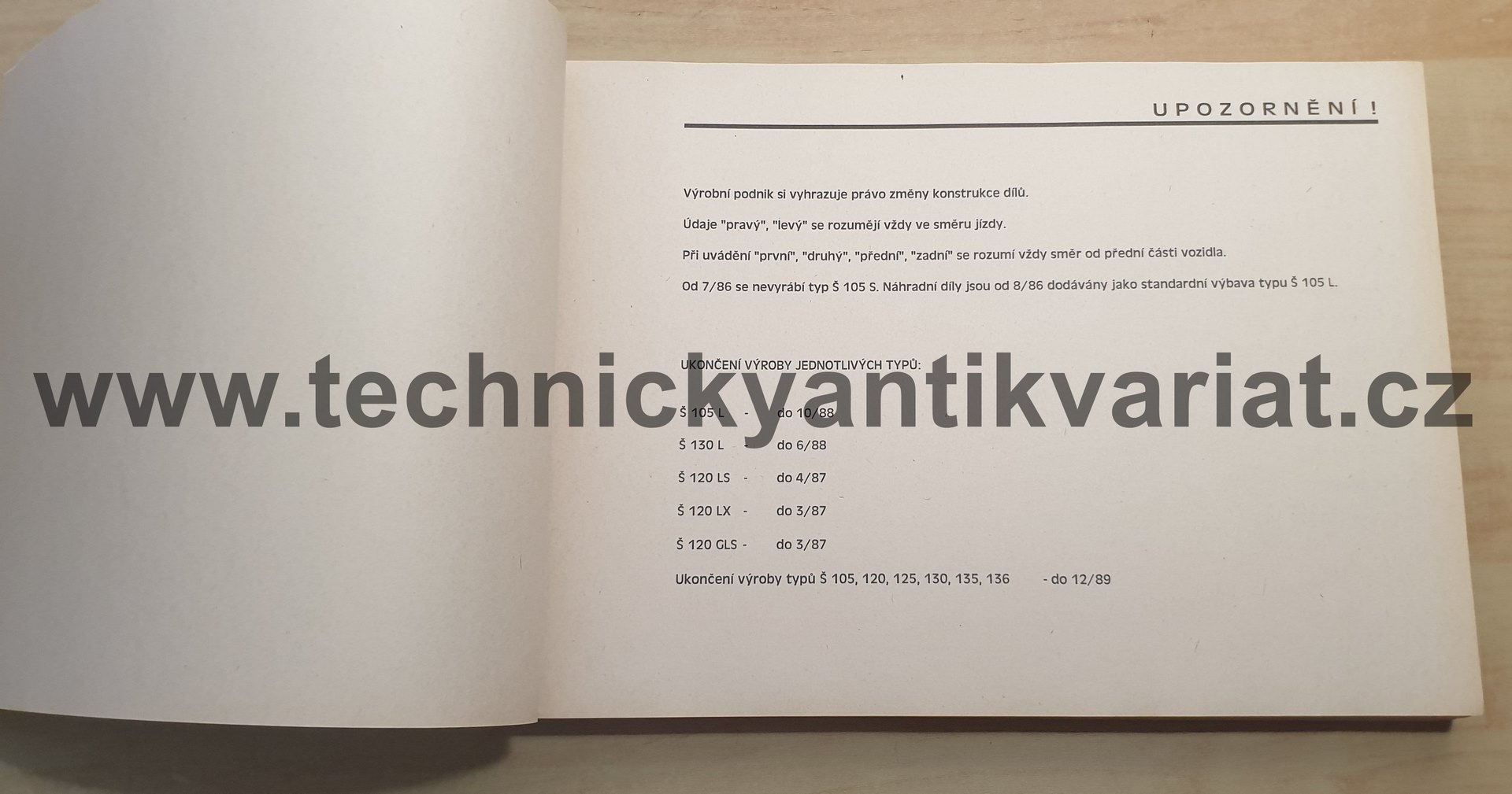Škoda 105 120 125 130 135 136 Garde Rapid - seznam náhradních dílů (1994)