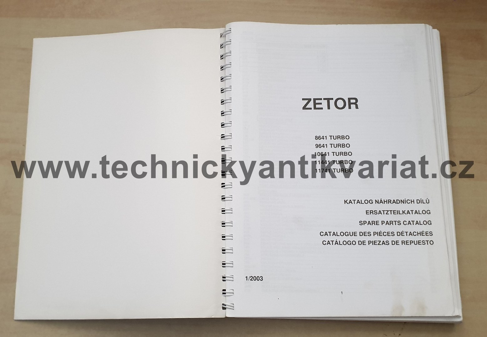 Zetor 8641, 9641, 10641, 11441, 11741 Forterra - katalog náhradních dílů (2003)