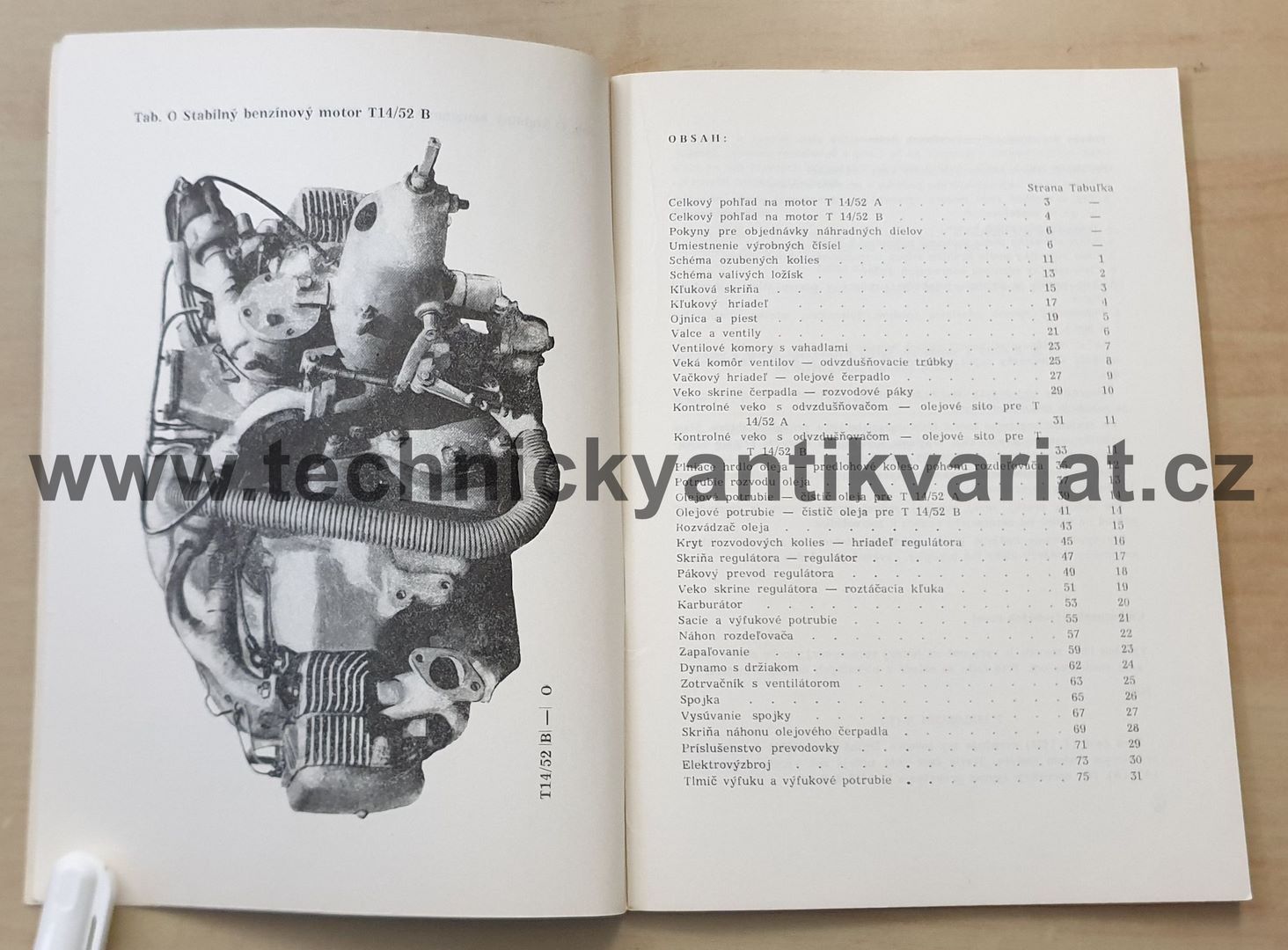 Stabilný motor T14/52 A a B - zoznam náhradných dielov (1965)
