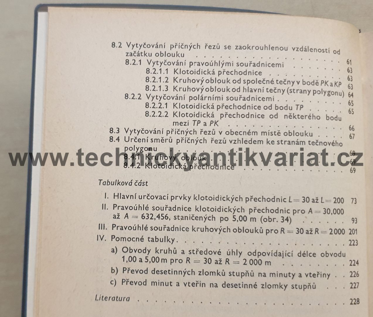 Vytyčovací tabulky - A. Kutnohorský (1972)