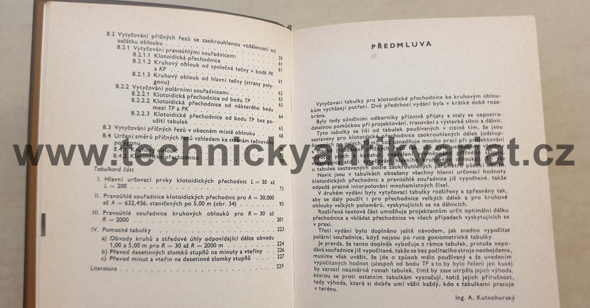 Vytyčovací tabulky - A. Kutnohorský (1972)