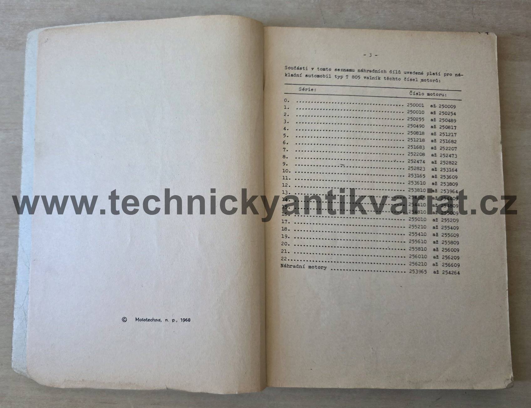 Tatra 805 - katalog náhradních dílů (1968)