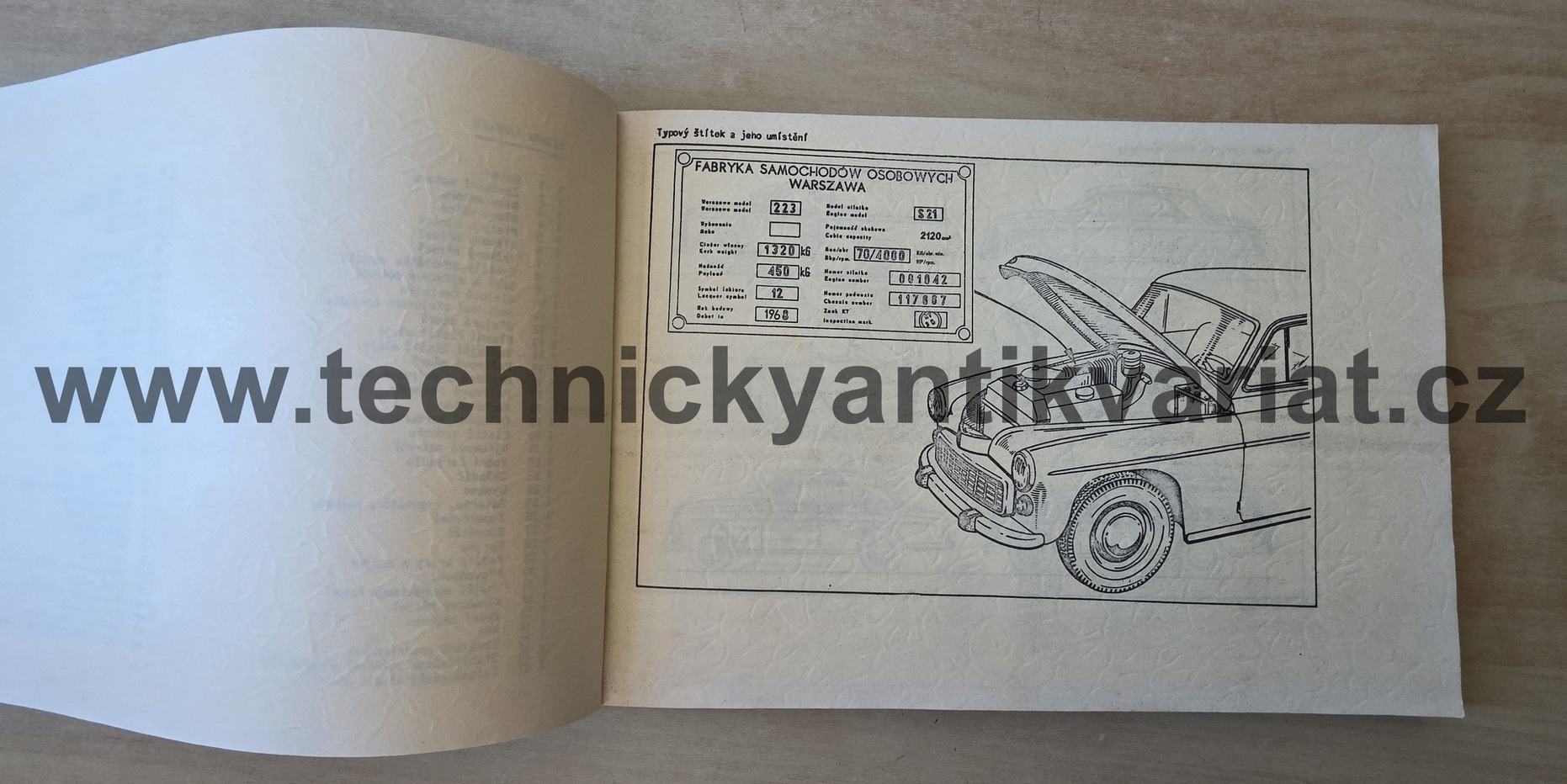 FSO Warszawa 223, 223 kombi - Katalog náhradních dílů (1970)