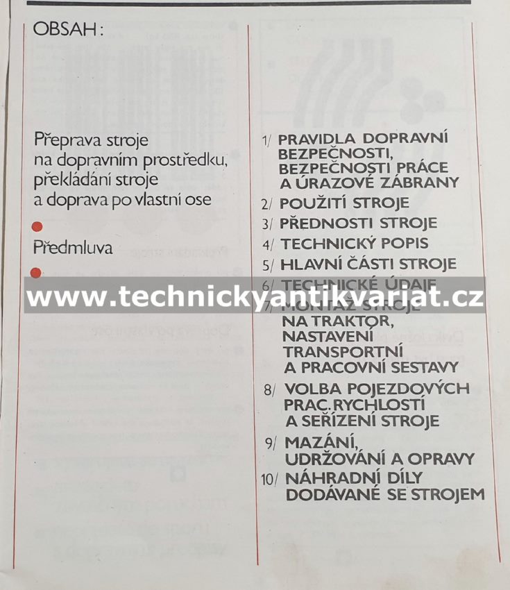 Shrnovač píce SB 4H - návod k obsluze, katalog dílů (1988)